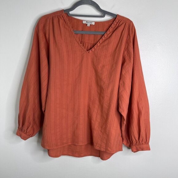 Madewell Raglan Peasant Stripe Orange Boho Oversized Top Women's Size XS - Picture 8 of 8